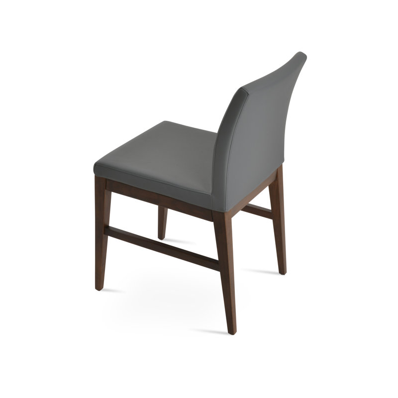 Chaise d'appoint Aria, Similicuir gris en microfibres de polyester et de, Noyer