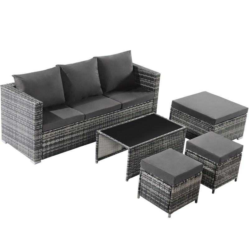 Wembley Rattan 6 - Person Seating Group With Cushions