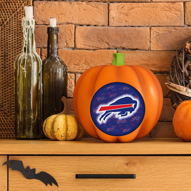 Décoration citrouille en résine avec logo DEL 3D des Buffalo Bills de la NFL | 25 cm