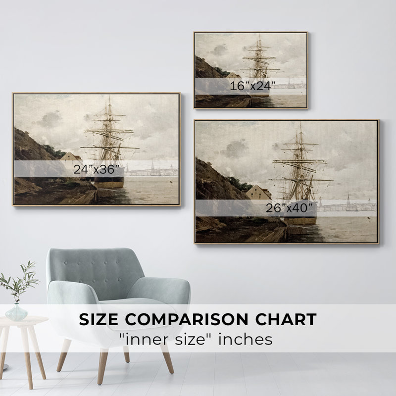 «Vintage Nautical Print-CLXI» sur, Toile naturelle avec cadre flottant, H 27 po x l 41 po