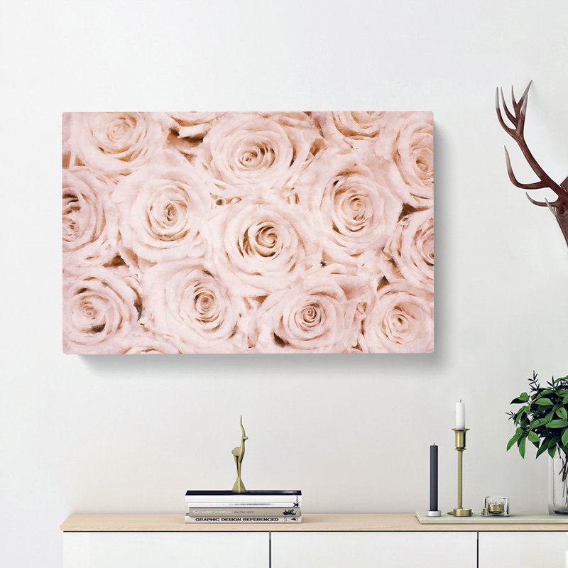 Wall of Pink Roses - Wrapped Canvas, 50cm H x 76cm W x 3cm D