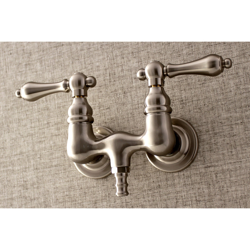 Double Handle Wall Mounted Clawfoot Tub Faucet, Brushed Nickel