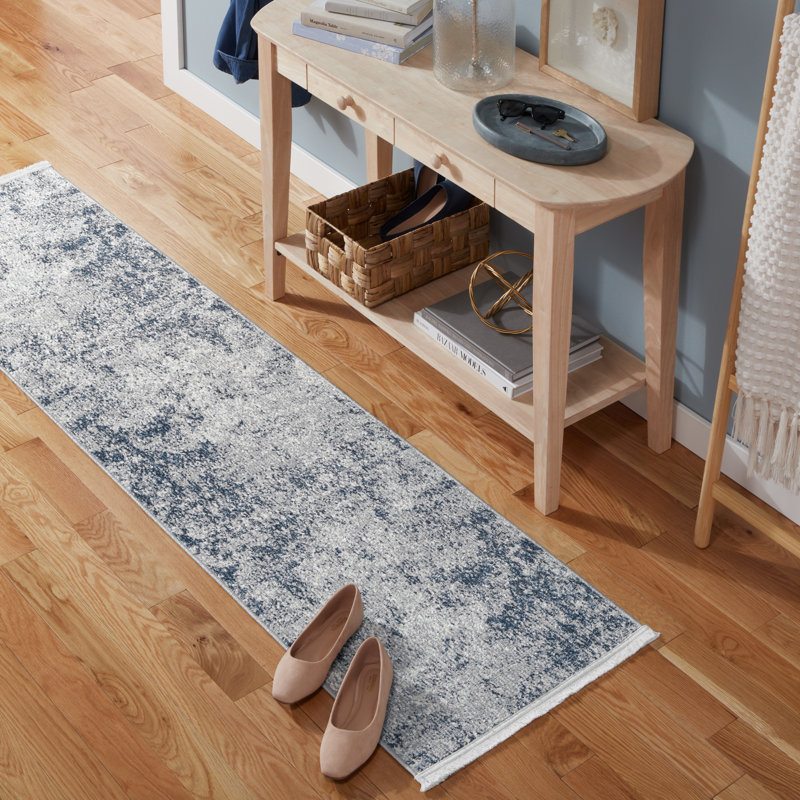 TOWN & COUNTRY EVERYDAY Rein Abstract Cloud Everwash Non-Slip Backing Washable Area Rug Blue/Gray, Runner 1'9" x 7'2"