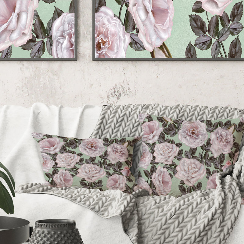 Roses roses rétro - coussin décoratif imprimé traditionnel