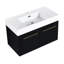Commode de salle de bain murale 36 "- Lavabo en résine, aspect moderne, lavabo fonctionnel monté sur meuble-lavabo, couleur châtaignier noir, spacieuse