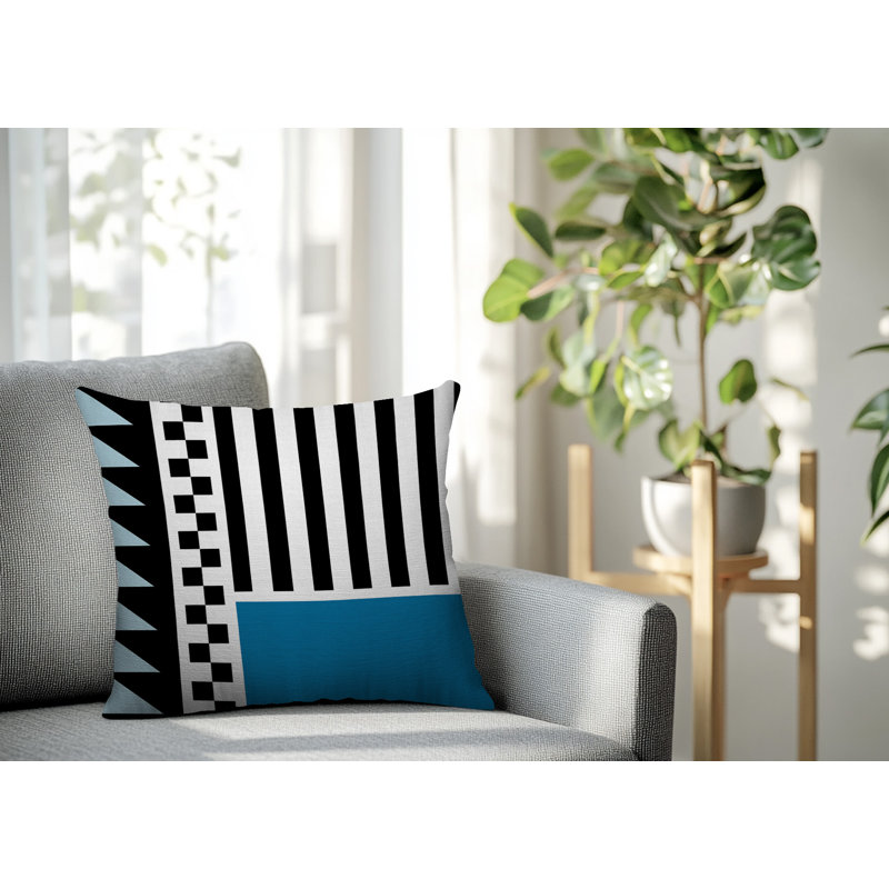 Oreiller carré réversible intérieur / extérieur Kaleido, Turquoise, Carré 16 po