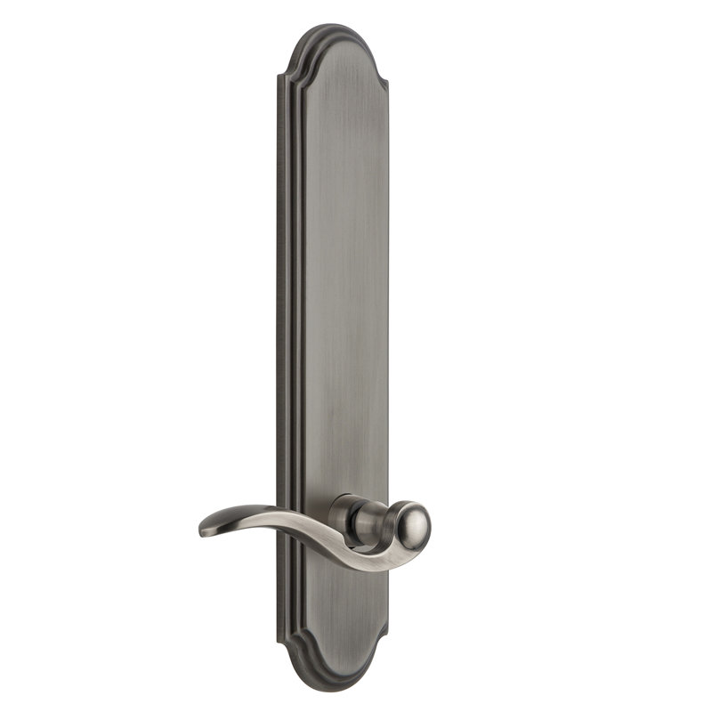 Grandeur Arc Tall Plate Privacy with Bellagio Lever, Left Handed, 2 3/8", Antique Pewter