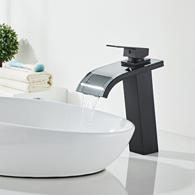 Single-Hole Bathroom Faucet with Drain Assembly, Matte Black
