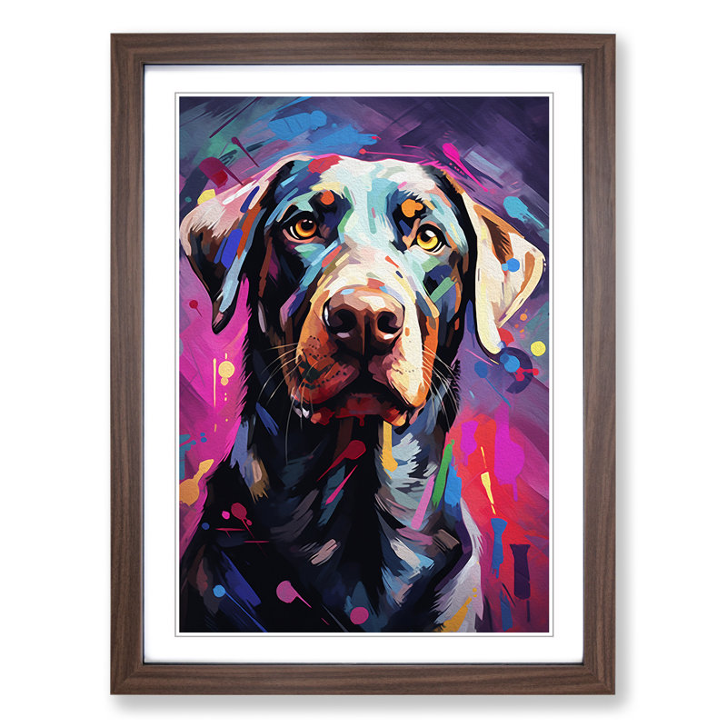 Labrador Retriever Informel No.2 - Single Picture Frame Rectangle Print on Wood, 34cm H x 25cm W x 2cm D, Walnut Framed