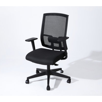 Fauteuil de bureau ergonomique en filet noir, dossier haut, filet réglable et respirant, hauteur personnalisable, siège de bureau en nylon avec dossier ergonomique, accoudoirs, siège, motif uni, forme carrée,