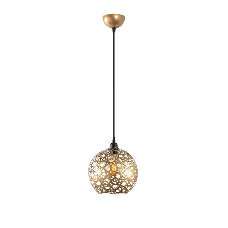 Élégant lustre doré avec structure en métal, hauteur réglable 15,4 - 46,9 pouces | Plaque de base 10 pouces, câble 35,4 pouces | Convient à l'ampoule E27 de 40 W maximum (non incluse) | Éclairage élégant pour la salle à manger et les espaces de vie