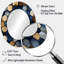 Beige et bleu Hexagones Symmetry - Miroir mural moderne bleu ovale-1789312784