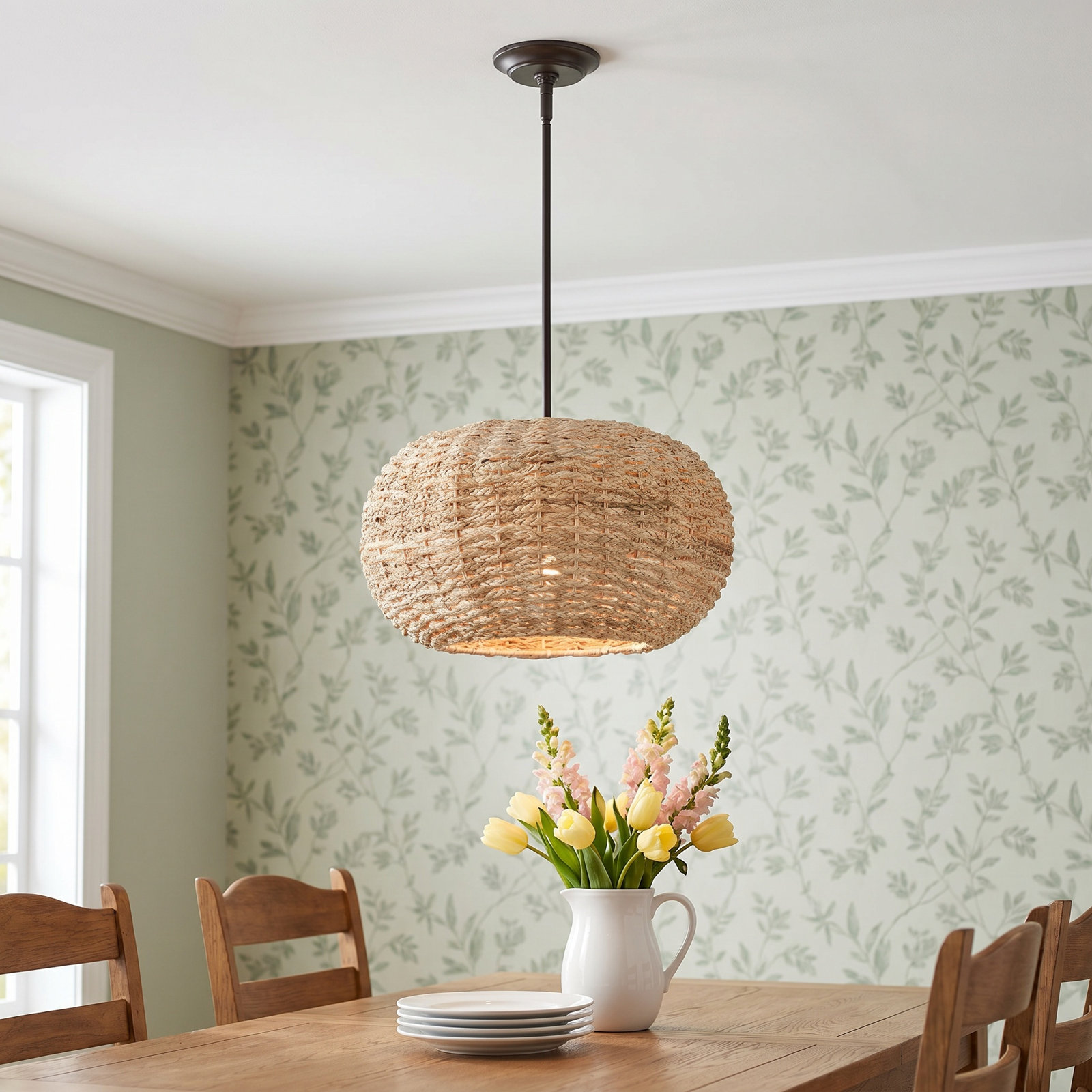 Ceslie Dimmable Rattan Single Light Pendant