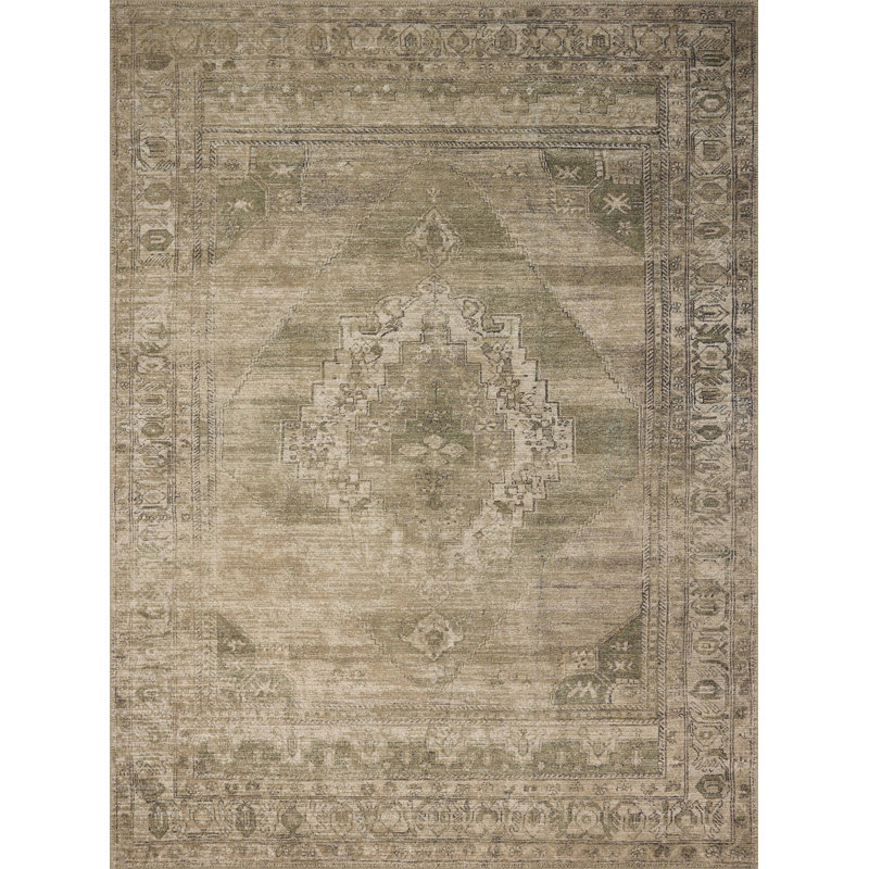 Amber Lewis x Loloi Cambria Sand / Olive Area Rug, Rectangle 2'3" x 3'9"