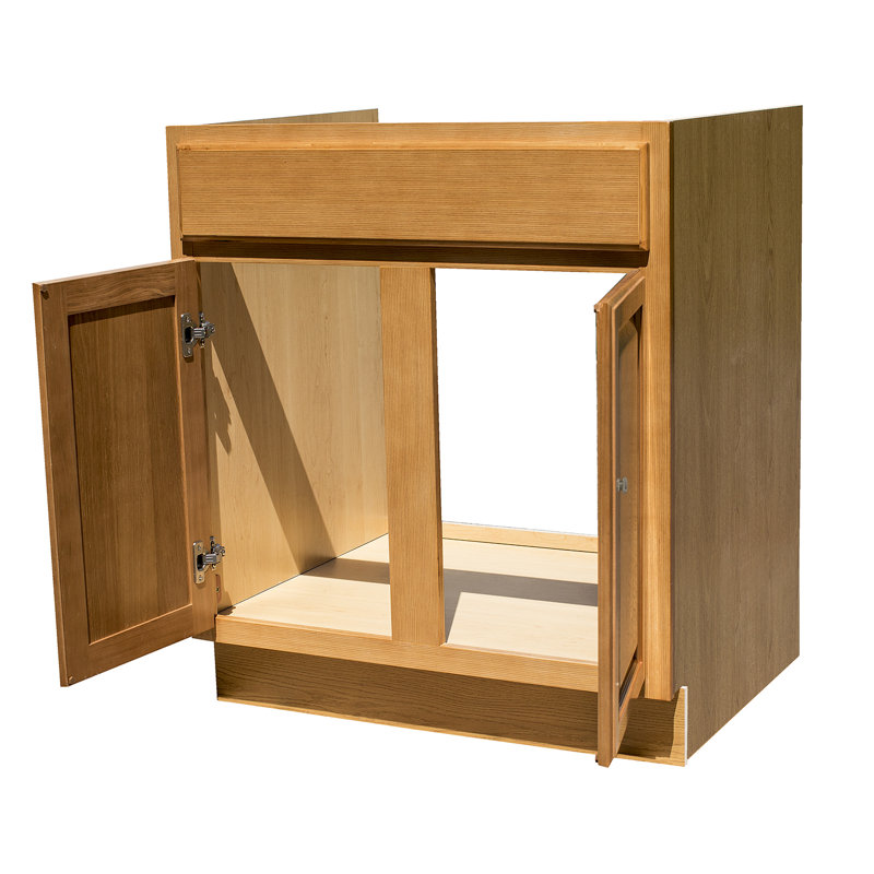 Honey Amber Raised Panel Sink Base, 34.5" H x 36" W x 24" D