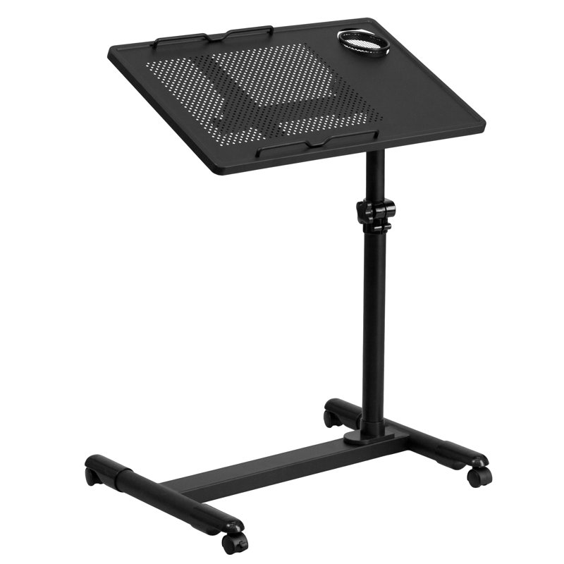 Macon Adjustable Height Steel Mobile Computer Desk, Black