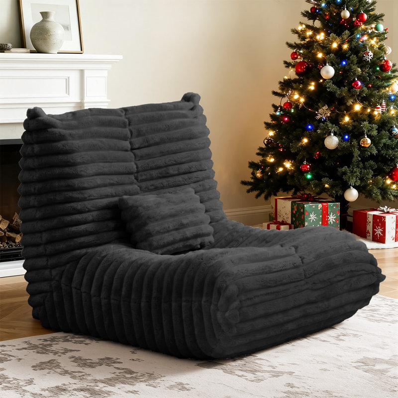 Bean Bag Chairs for Adults, Bean Bags with Lumbar Support Pillow, Memory Foam Bean Bag Sofa, Large Bean Bag Chairs Corduroy Floor Chair Reading Chair for Living Room Bedroom Dorm Office