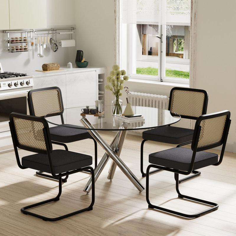 Ensemble de table de salle à manger Elegant, Noir, H 30 po x L 47 po x l 47 po, 5