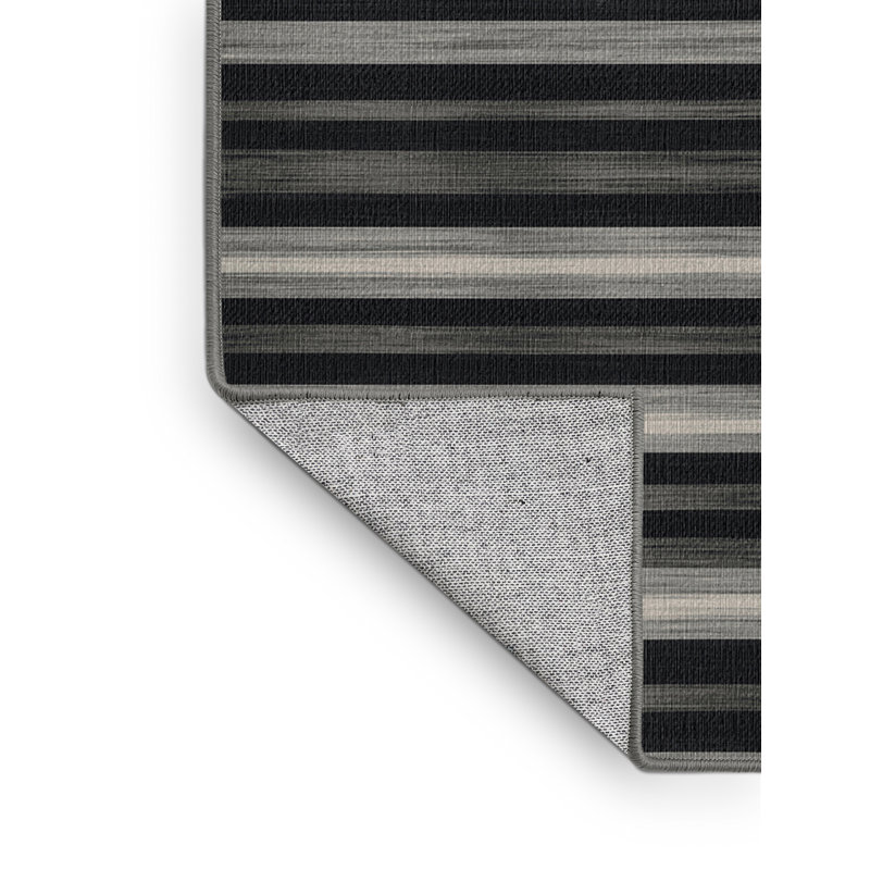 Washable Graphite Light Gray Striped Area Rug, Rectangle 2' x 3'