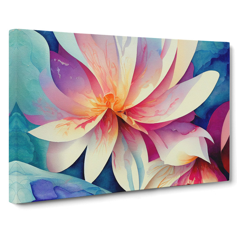 Intense Watercolour Flowers - Wrapped Canvas, 50cm H x 76cm W x 3cm D