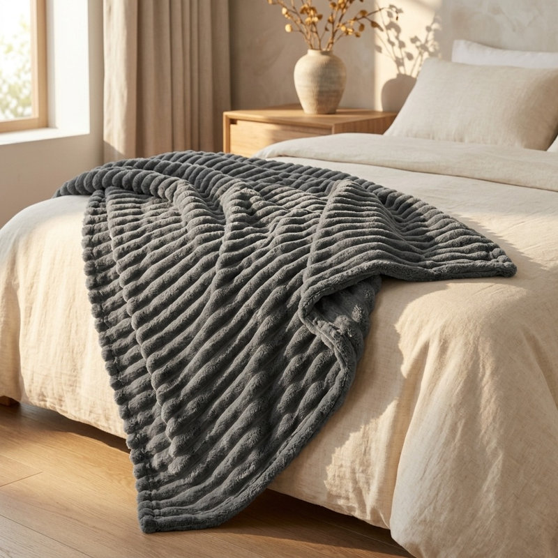 Striped Blanket, Grey Striped
