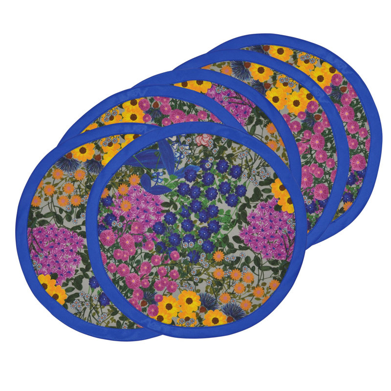6 Round Placemats Pré Fleuri Prussian Blue