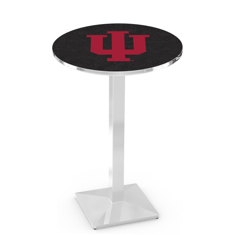 Round Metal Base Dining Table, Chrome, Indiana University