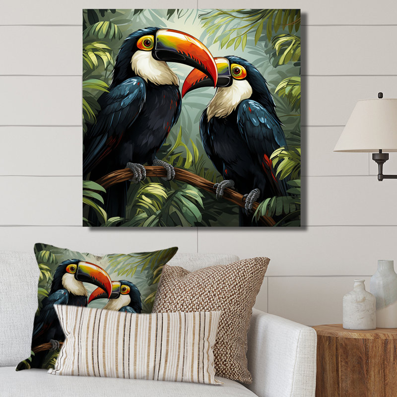 Toucans verts verts - art mural oiseau, H 30 po x l 30 po