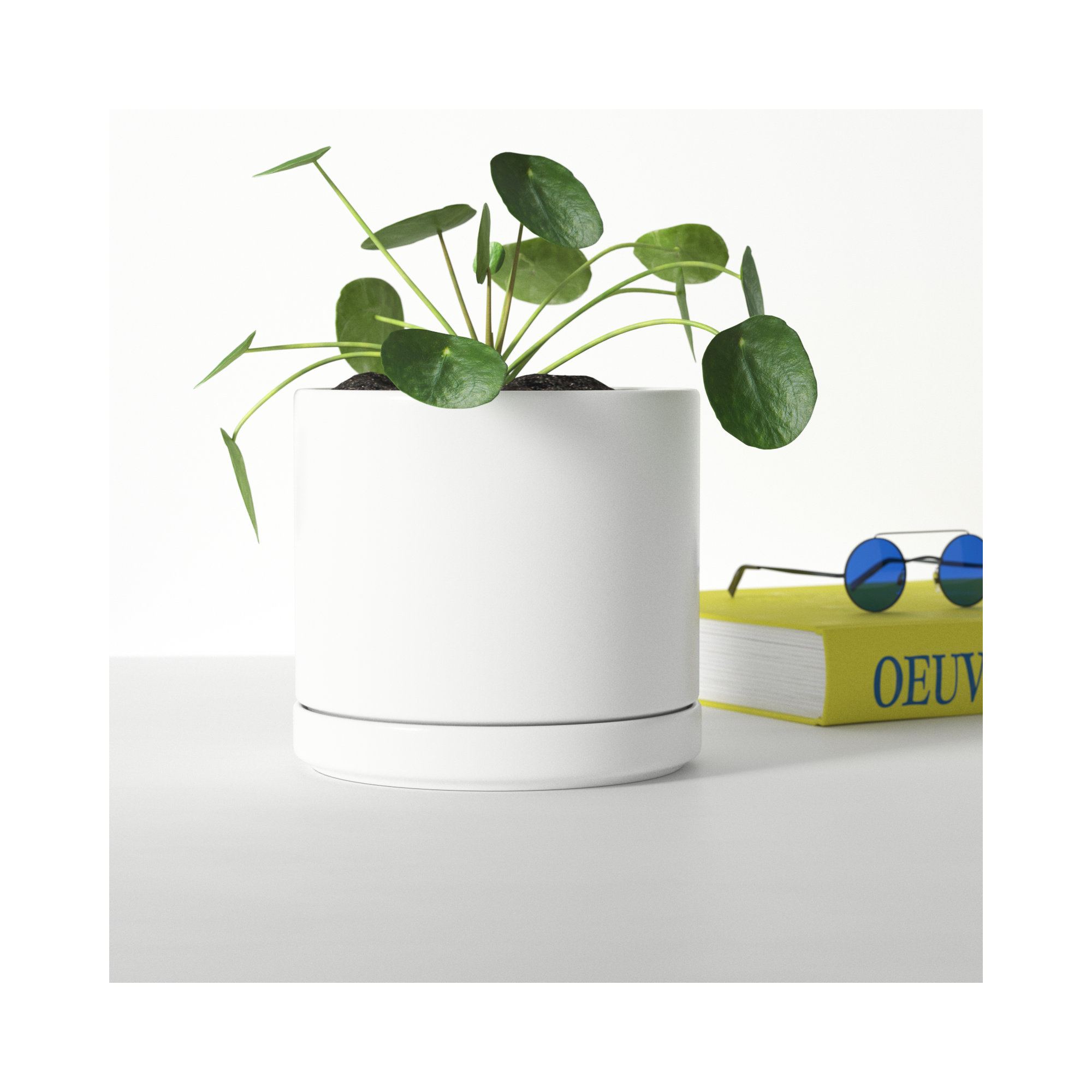 Cheryl Handmade Ceramic Pot Planter, White, 9.75" H x 10.5" W x 10.5" D