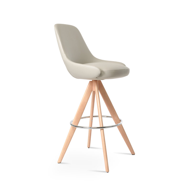 Tabouret de bar et de comptoir Gazel Pyramid, Tabouret de bar (siège d'une hauteur de 29,5 po), Naturel, Beige