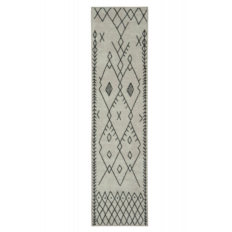 Tapis pêche / noir Shivangi, Tapis de couloir 2 pi x 8 pi