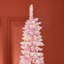 Arbre de Noël artificiel enneigé 7,5 pi avec forme de crayon, branches de pin réalistes, lumières DEL blanc chaud, ouverture automatique, rose et blanc-118034201