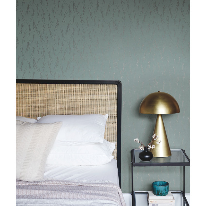 Abstract Metallic Wallpaper Roll, Light Gray/Gold