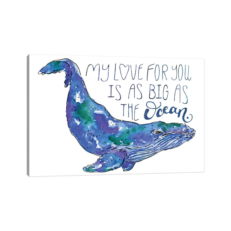 Whale Love II by Catherine McGuire - Wrapped Canvas Painting, 20.32 cm H x 30.48 cm W