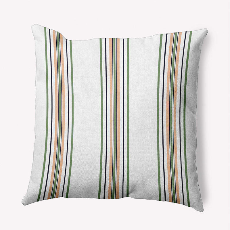 Coussin intérieur / extérieur Leafy Branch, H 18 po x l 18 po, Vert / bleu / jaune rayé