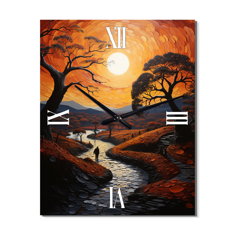 Patchwork de paysage de campagne - très grandes horloges murales, H 32 po x l 24 po x P 1 po