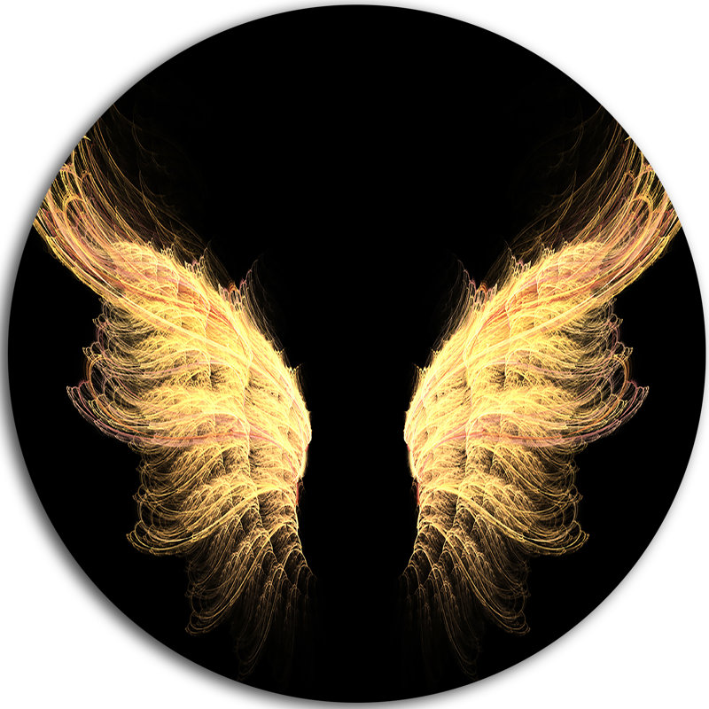 « hell gold ailes », impression sur métal, H 38 po x l 38 po x P 1 po