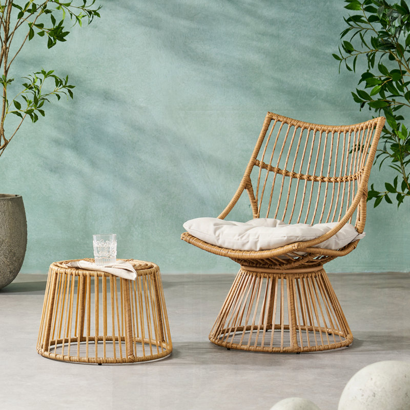 Fauteuil club d'extérieur avec table d'appoint