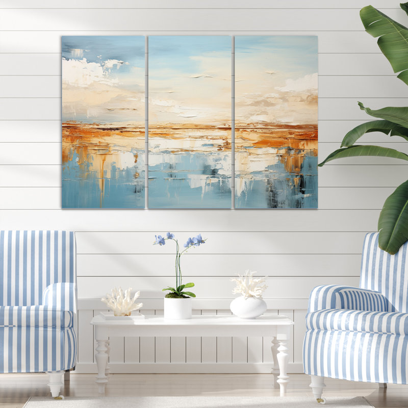 " Coastal Beach Sand Whispers II " 3 - Pieces, 28" H x 36" W x 1" D