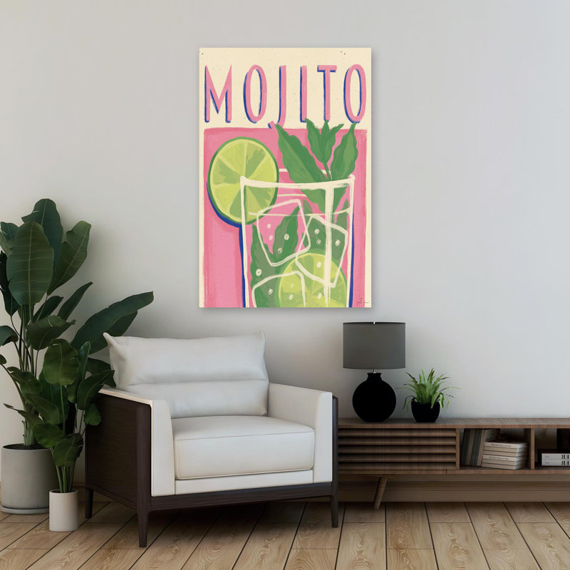 Cocktail II - Publicité cocktail, art vert, H 36 po x l 24 po