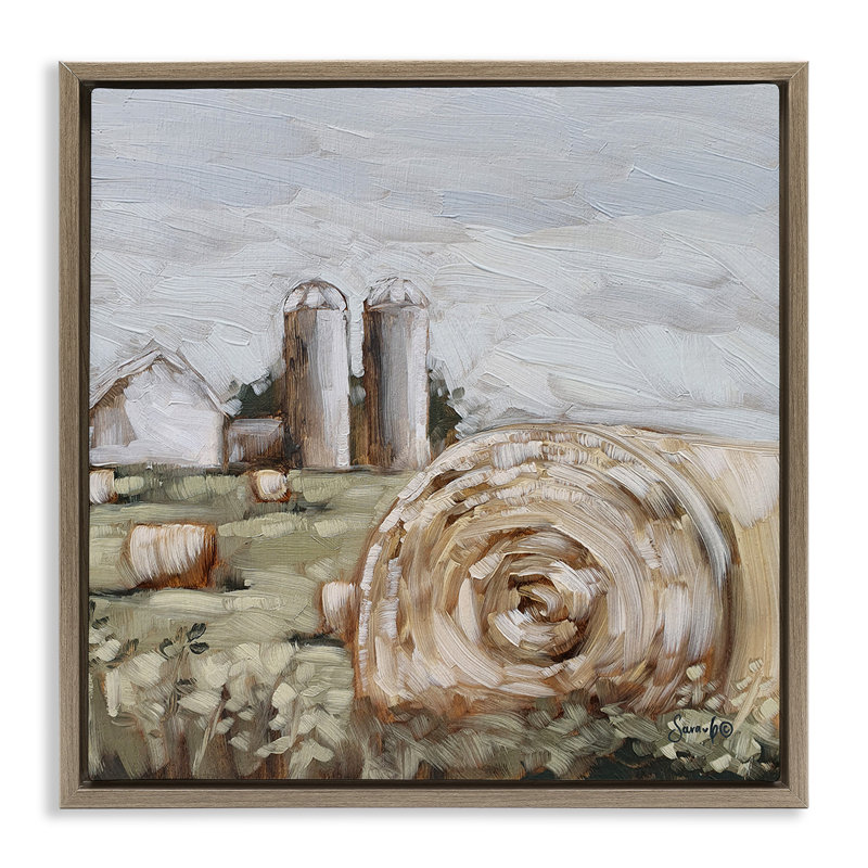 Hay Bales Farmland Pasture, H 18 po x l 18 po, Cadre flottant orme Montalcino