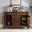 Buffet brun en bois massif et verre-1961075308