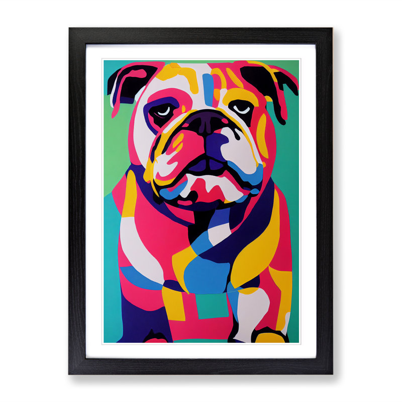 British Bulldog Abstract Vol.3 1 Piece Single Picture Frame Wall Art, 34cm H x 25cm W, Black