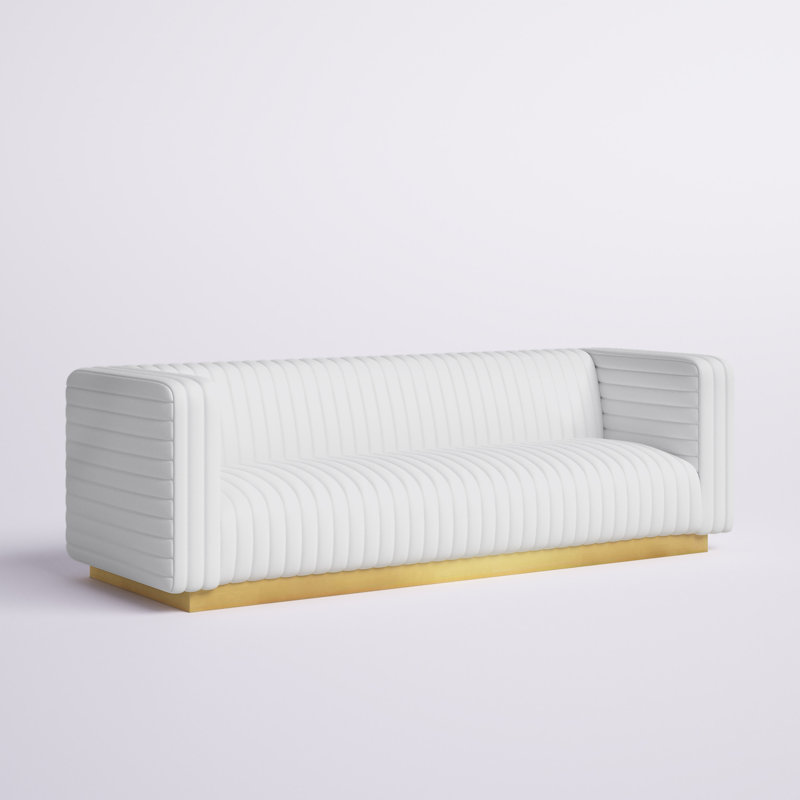 Charisma Channel Tufted Performance Velvet Living Room Sofa by Modway, White Velvet
