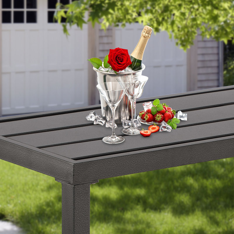 2 - Person Patio Dining Set with Rectangular Table , Cushions Included, Gray, 46.8" L x 15.6" D x 36.97" H