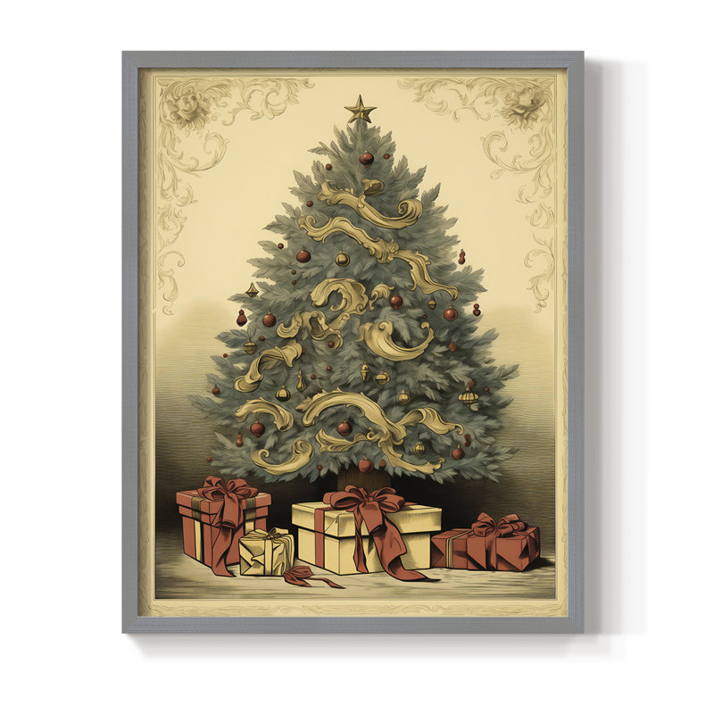 «Christmas Holiday Art CDXCII», reproduction d'art encadrée - bois massif, Gris, H 11 po x l 9 po