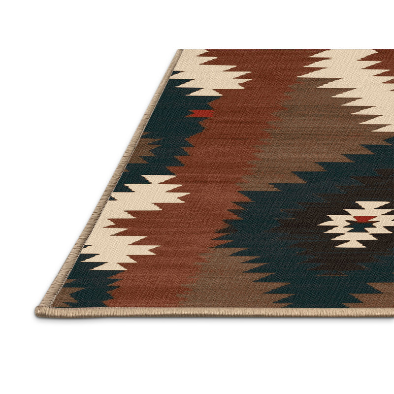 Washable Navajo Chevron Southwestern Area Rug, Runner 2' x 4'