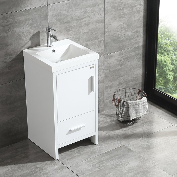wonline 18'' Single Bathroom Vanity with Manufactured Wood Top ...