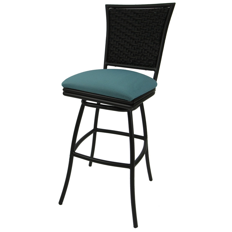 Tabouret de bar 30 po, Turquoise lin, Noir, 34"