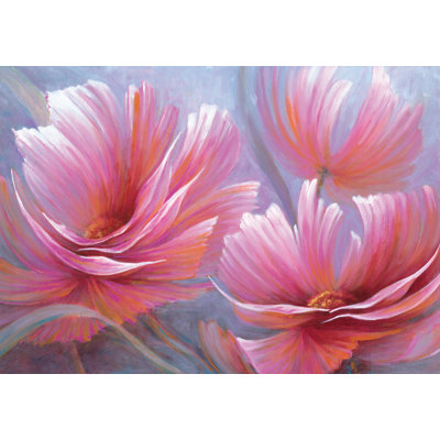 Playful Pink Flowers - Wrapped Canvas Painting